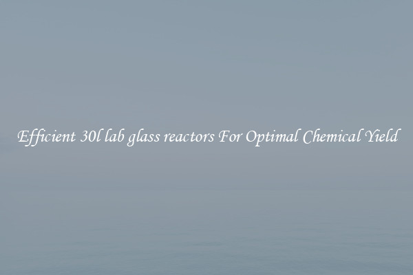Efficient 30l lab glass reactors For Optimal Chemical Yield